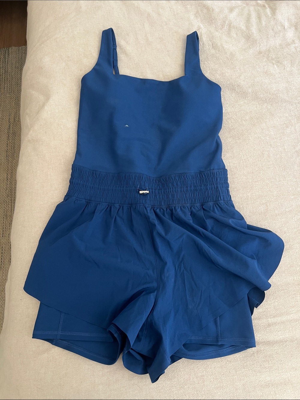 Women Royal Blue Smocked Waist Athletic Romper - YPB Abercrombie